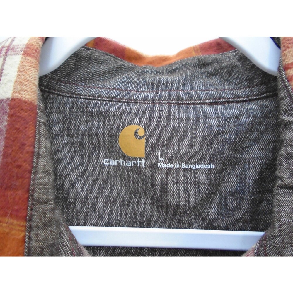 Carhartt Men’s Size Large Slim Fit Hubbard Flannel Shirt 100% Cotton 10087-B0R - Picture 3 of 9